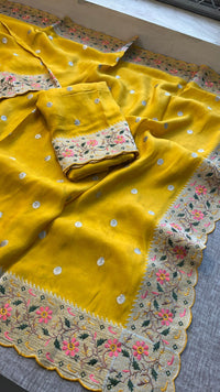 Pure Munga Silk Saree with Multi-Thread Embroidery & Zari Work