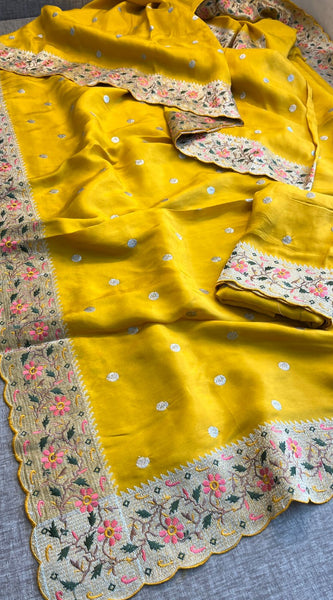 Pure Munga Silk Saree with Multi-Thread Embroidery & Zari Work