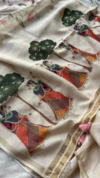 Soft Tussar Saree with Organza Floral Design