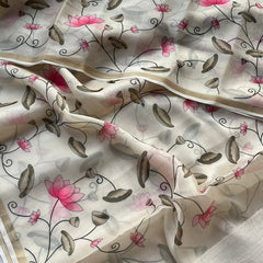 Soft Tussar Saree with Organza Floral Design