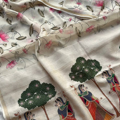 Soft Tussar Saree with Organza Floral Design