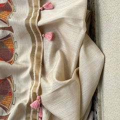 Soft Tussar Saree with Organza Floral Design