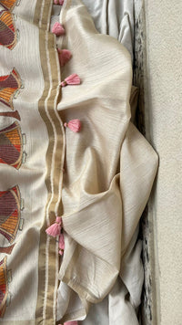 Soft Tussar Saree with Organza Floral Design