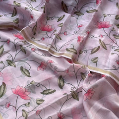 Soft Tussar Saree with Organza Floral Design