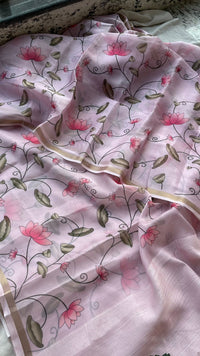 Soft Tussar Saree with Organza Floral Design
