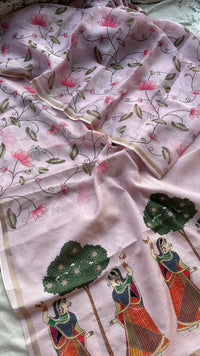 Soft Tussar Saree with Organza Floral Design