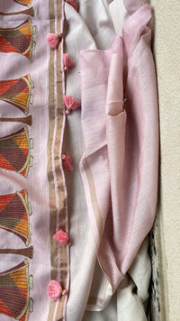 Soft Tussar Saree with Organza Floral Design