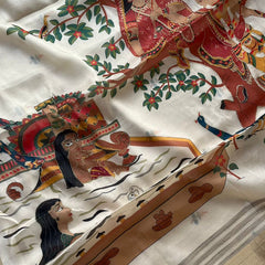 Soft Tussar Saree with Organza Floral Design