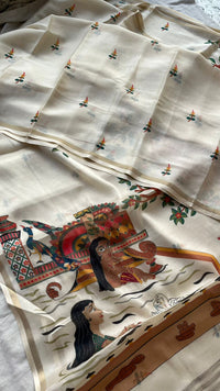 Soft Tussar Saree with Organza Floral Design