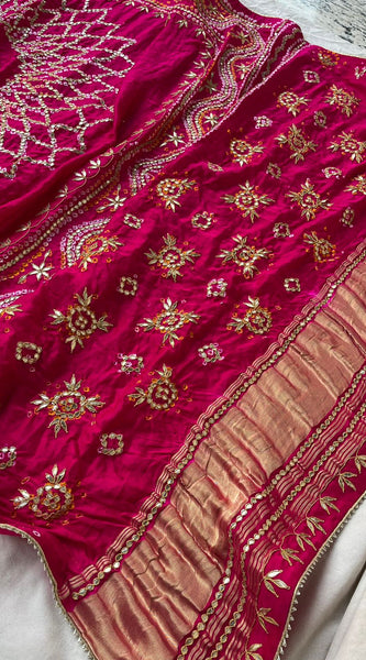 Pure Gajji Silk Dupatta with Handcrafted Gotta Patti Work