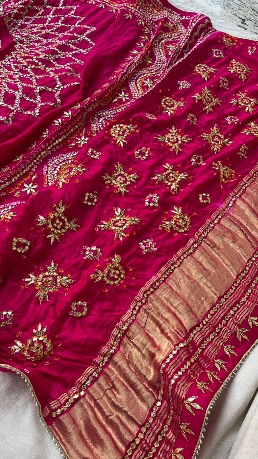 Pure Gajji Silk Dupatta with Handcrafted Gotta Patti Work