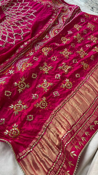Pure Gajji Silk Dupatta with Handcrafted Gotta Patti Work