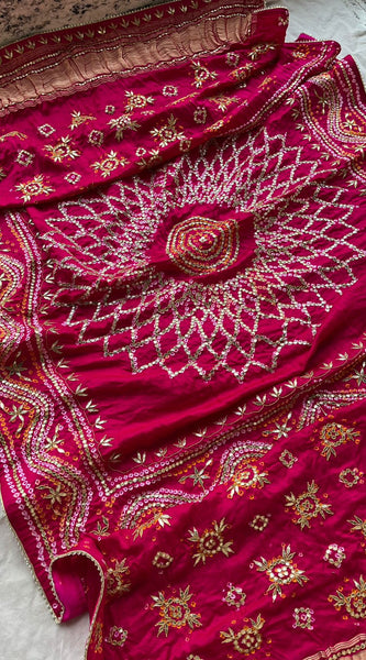 Pure Gajji Silk Dupatta with Handcrafted Gotta Patti Work