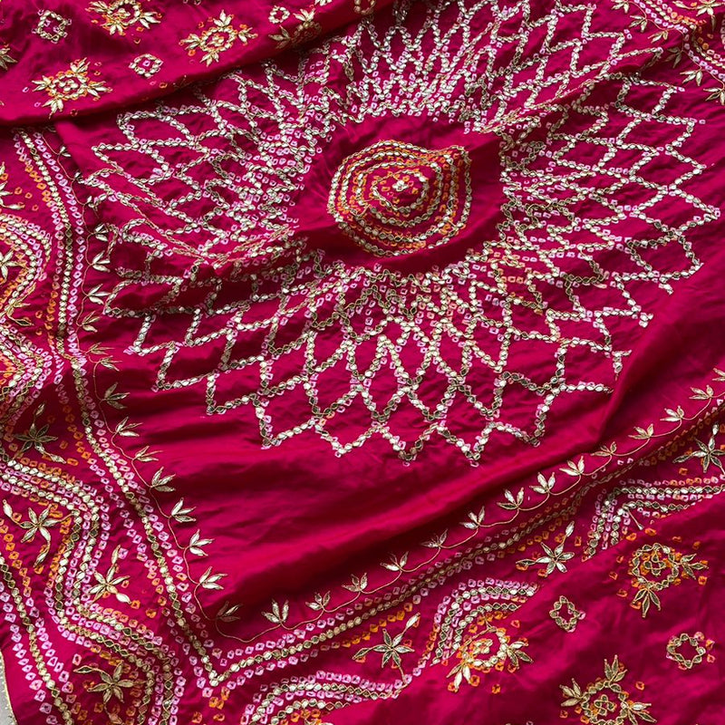 Pure Gajji Silk Dupatta with Handcrafted Gotta Patti Work