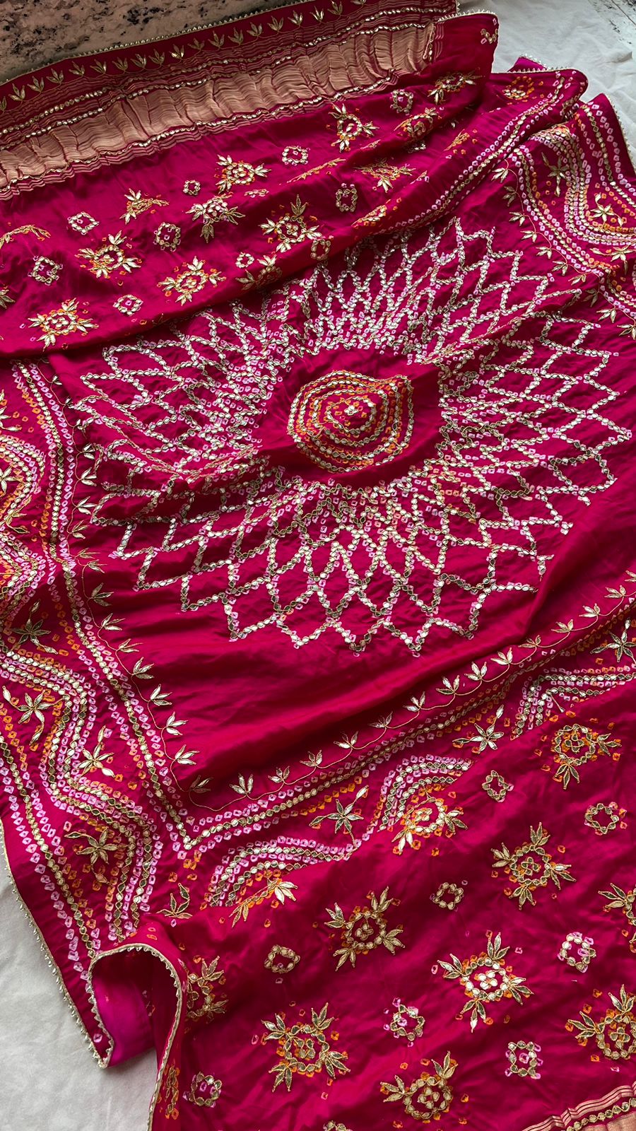 Pure Gajji Silk Dupatta with Handcrafted Gotta Patti Work