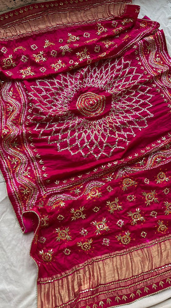 Pure Gajji Silk Dupatta with Handcrafted Gotta Patti Work
