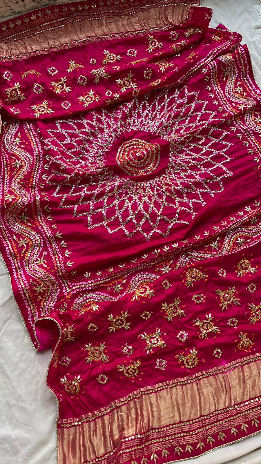Pure Gajji Silk Dupatta with Handcrafted Gotta Patti Work
