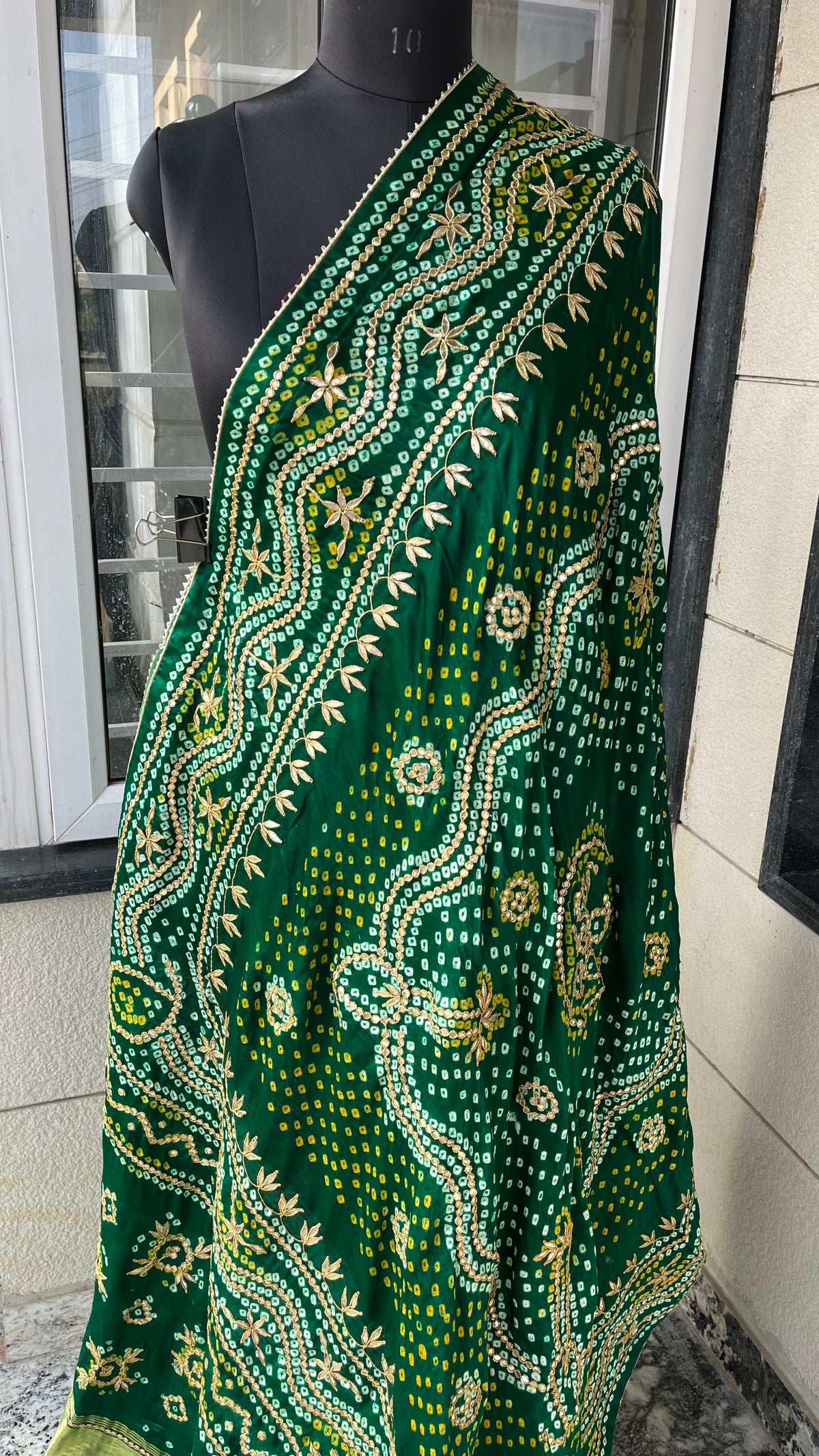 Pure Gajji Silk Dupatta with Authentic Handcrafted Gotta Patti Work