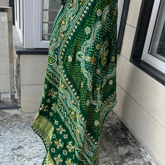 Pure Gajji Silk Dupatta with Authentic Handcrafted Gotta Patti Work