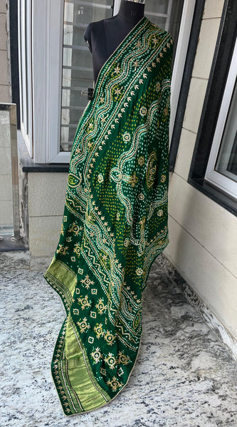 Pure Gajji Silk Dupatta with Authentic Handcrafted Gotta Patti Work