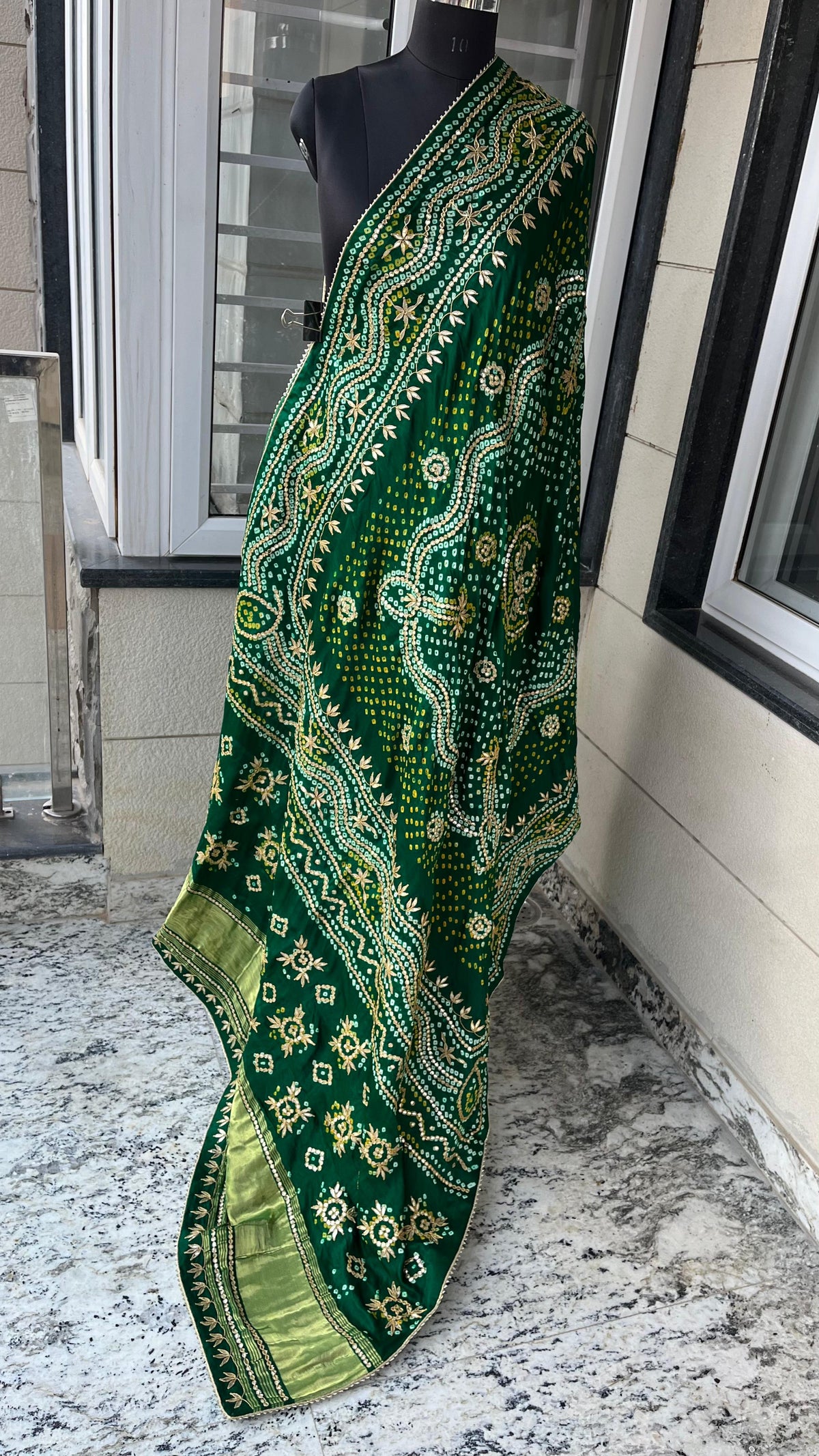 Pure Gajji Silk Dupatta with Authentic Handcrafted Gotta Patti Work