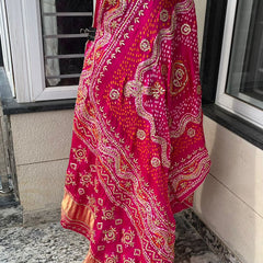 Pure Gajji Silk Dupatta with Handcrafted Pure Gotta Patti Work