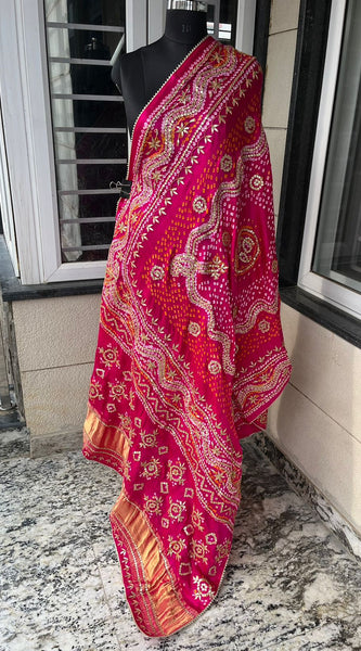 Pure Gajji Silk Dupatta with Handcrafted Pure Gotta Patti Work