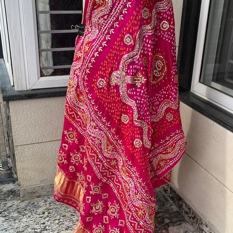 Pure Gajji Silk Dupatta with Handcrafted Pure Gotta Patti Work