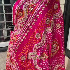 Pure Gajji Silk Dupatta with Handcrafted Pure Gotta Patti Work