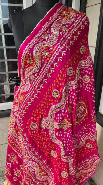 Pure Gajji Silk Dupatta with Handcrafted Pure Gotta Patti Work