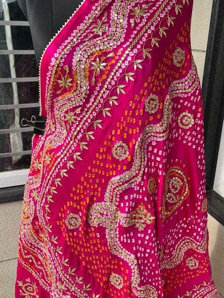 Pure Gajji Silk Dupatta with Handcrafted Pure Gotta Patti Work