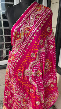 Pure Gajji Silk Dupatta with Handcrafted Pure Gotta Patti Work