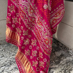 Pure Gajji Silk Dupatta with Handcrafted Pure Gotta Patti Work
