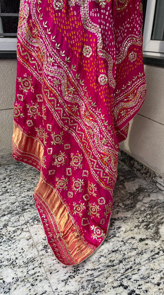 Pure Gajji Silk Dupatta with Handcrafted Pure Gotta Patti Work