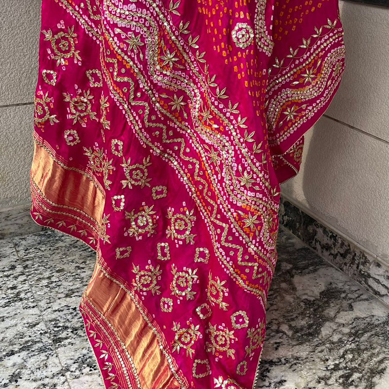 Pure Gajji Silk Dupatta with Handcrafted Pure Gotta Patti Work