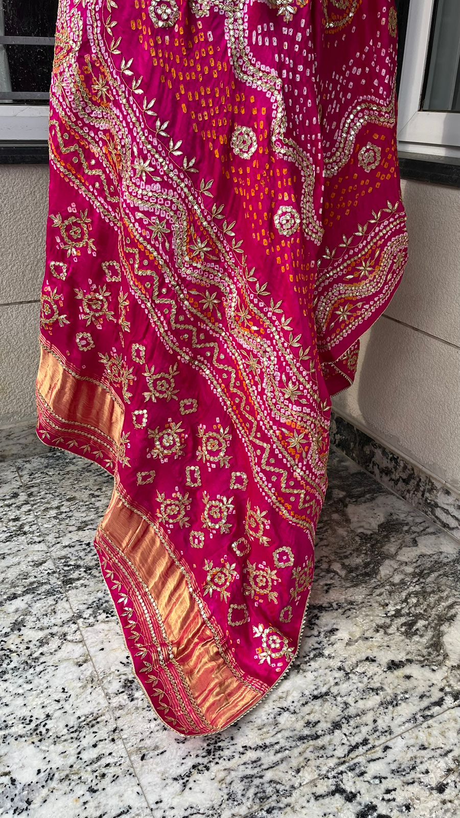 Pure Gajji Silk Dupatta with Handcrafted Pure Gotta Patti Work