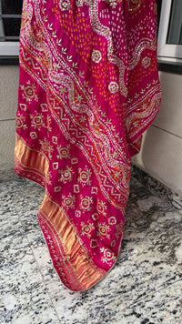 Pure Gajji Silk Dupatta with Handcrafted Pure Gotta Patti Work