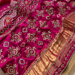Pure Gajji Silk Dupatta with Handcrafted Pure Gotta Patti Work
