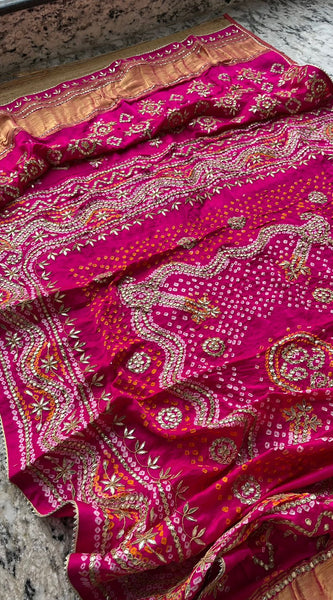 Pure Gajji Silk Dupatta with Handcrafted Pure Gotta Patti Work