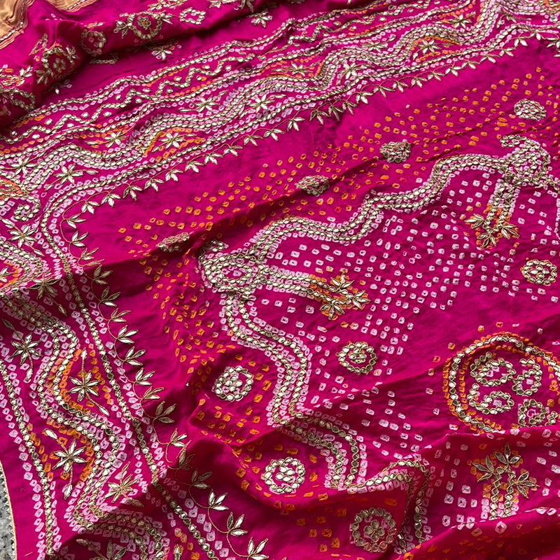 Pure Gajji Silk Dupatta with Handcrafted Pure Gotta Patti Work