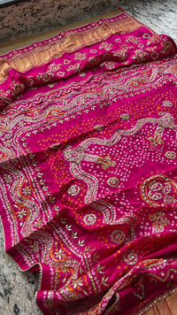 Pure Gajji Silk Dupatta with Handcrafted Pure Gotta Patti Work