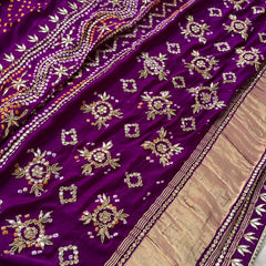 Pure Gajji Silk Dupatta with Handcrafted Gotta Patti, Zardozi & Pearl Work