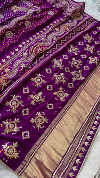 Pure Gajji Silk Dupatta with Handcrafted Gotta Patti, Zardozi & Pearl Work