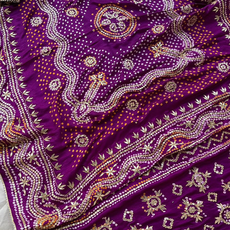 Pure Gajji Silk Dupatta with Handcrafted Gotta Patti, Zardozi & Pearl Work