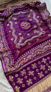 Pure Gajji Silk Dupatta with Handcrafted Gotta Patti, Zardozi & Pearl Work