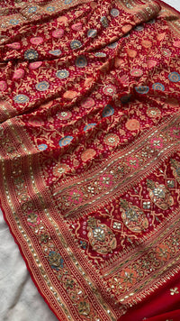 Pure Khaddi Georgette Dupatta with Handcrafted Gotta Patti & Heavy Zardozi Work