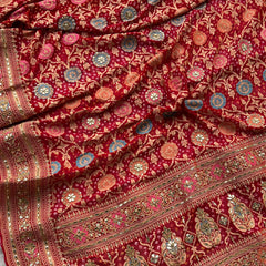 Pure Khaddi Georgette Dupatta with Handcrafted Gotta Patti & Heavy Zardozi Work