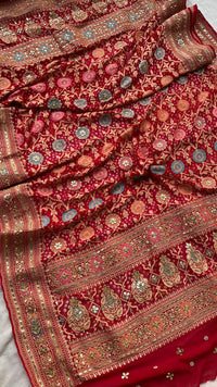 Pure Khaddi Georgette Dupatta with Handcrafted Gotta Patti & Heavy Zardozi Work