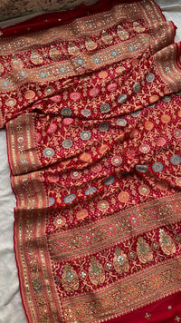 Pure Khaddi Georgette Dupatta with Handcrafted Gotta Patti & Heavy Zardozi Work