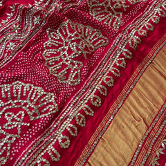 Pure Gajji Silk Dupatta with Handcrafted Gotta Patti, Zardozi & Pearl Work